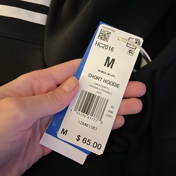 ADIDAS NWT Black Crop Hoodie Medium - Picture 3 of 9